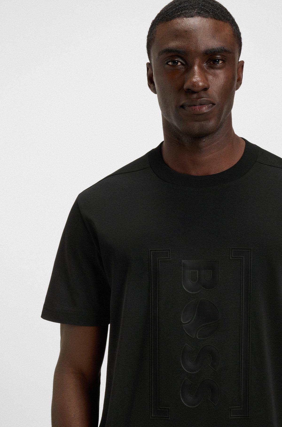 Relaxed-fit T-shirt with tennis-inspired mesh-print logo Product Image