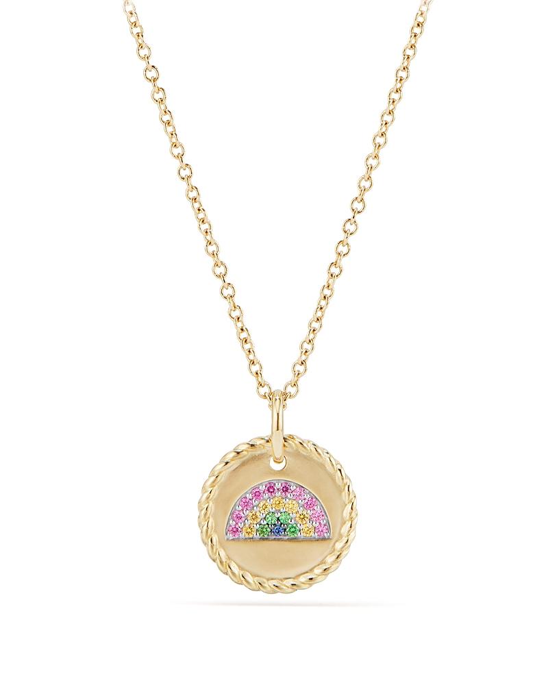 Womens Cable Collectibles Rainbow Necklace in 18K Yellow Gold with Pav Sapphires and Tsavorites, 11mm Product Image