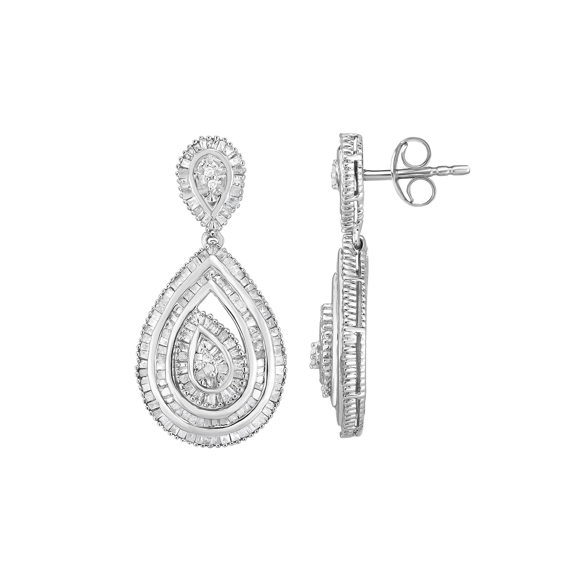 1 Carat T.W. Diamond Teardrop Earrings, Women's, Sterling Product Image