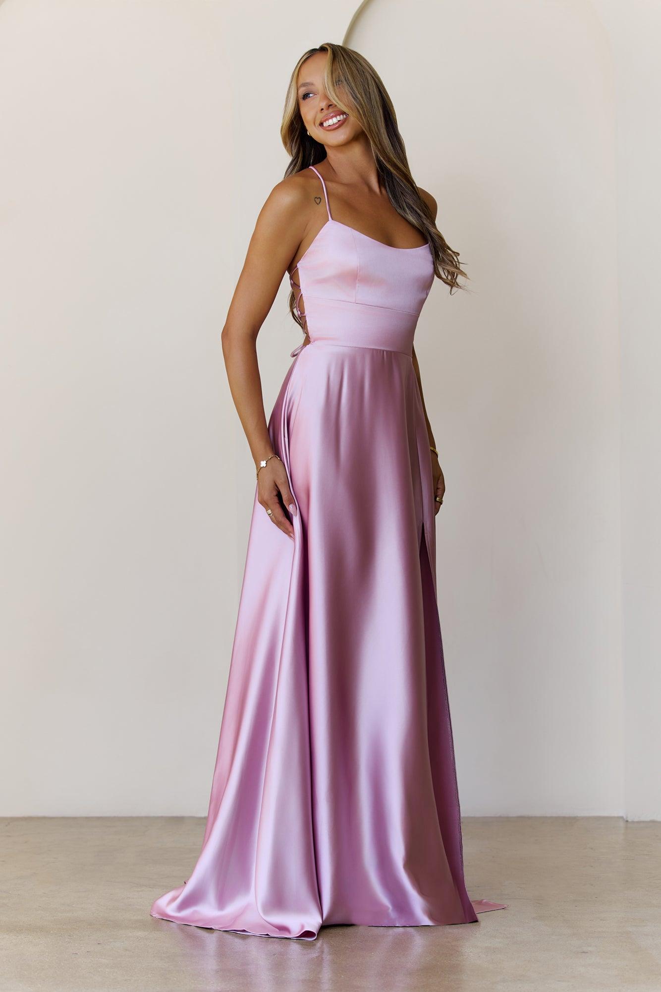 Soaked In Beauty Satin Maxi Dress Rose Product Image