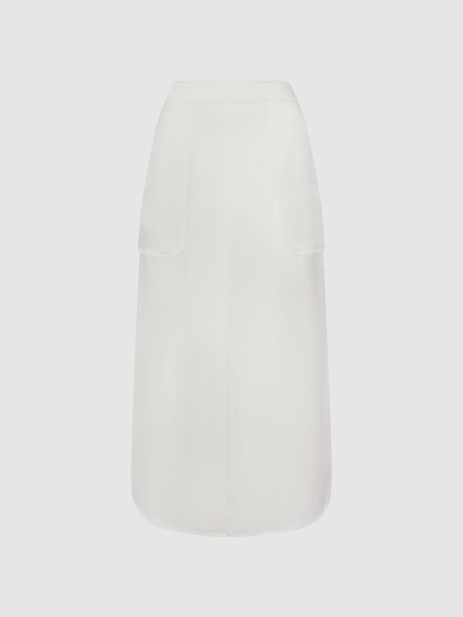 Linen High Rise Skirt in White Product Image