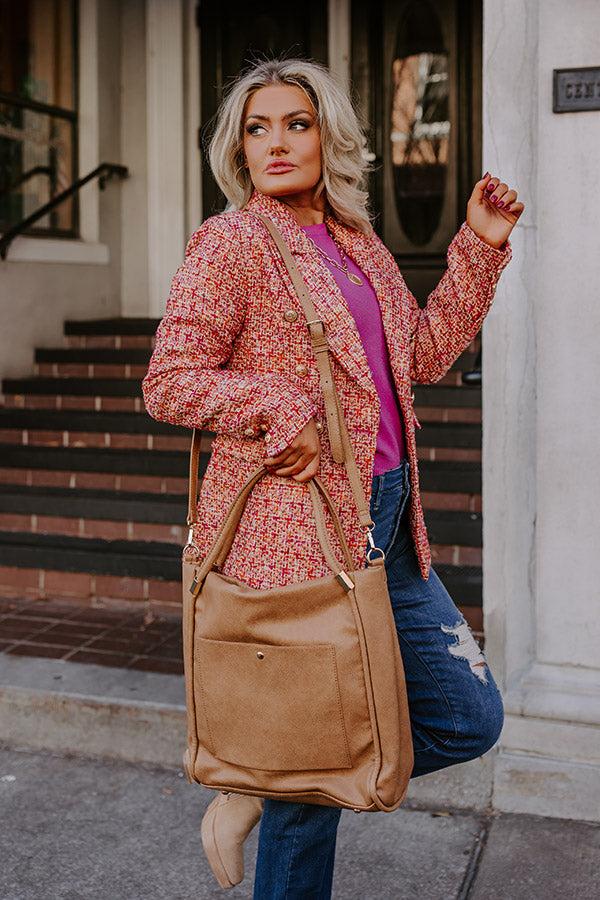 Never Pretend Faux Leather Tote In Tan Product Image