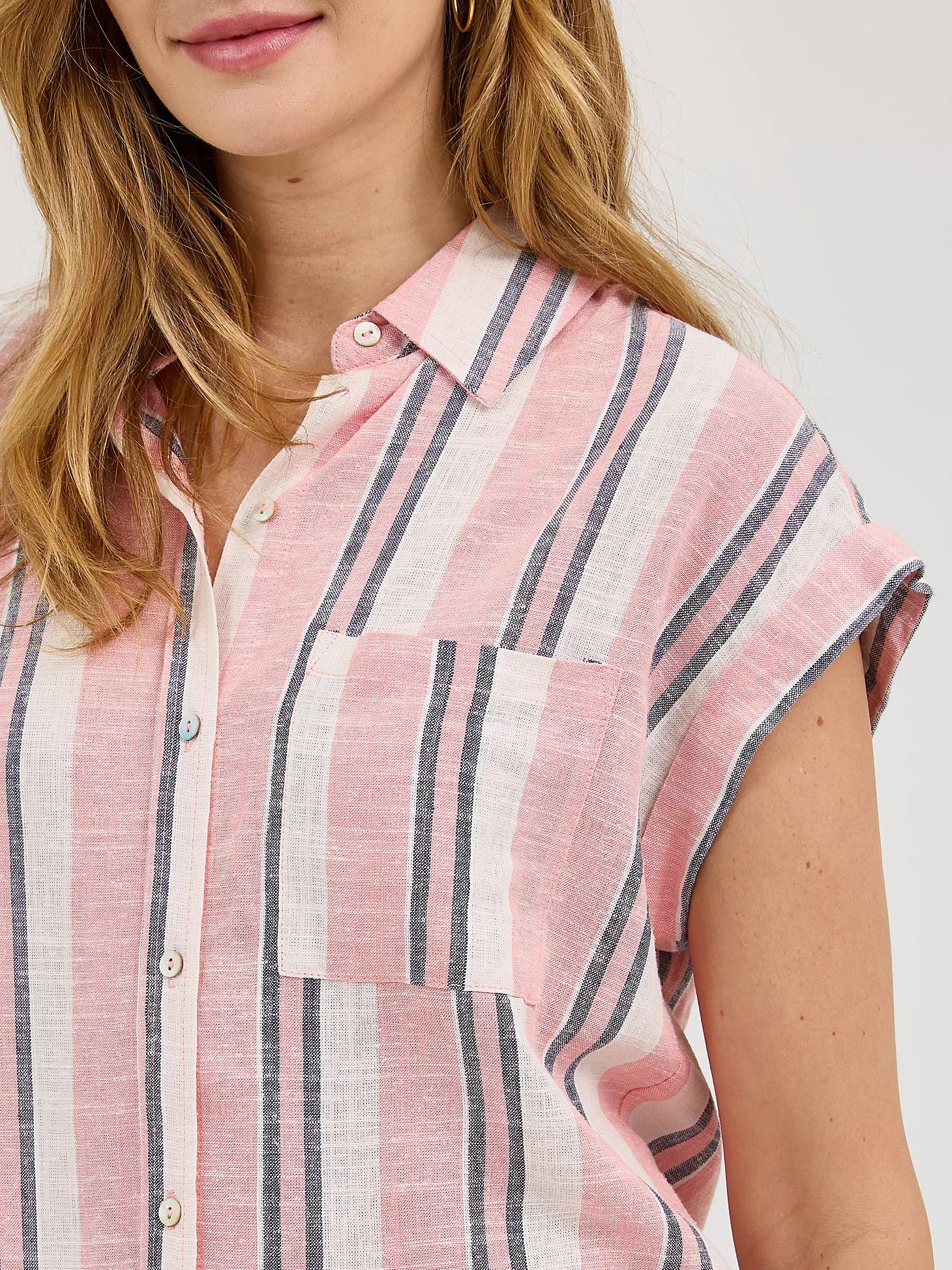 Women's Stripe Linen Button Down Shirt | Women's Tops | Lee® Product Image