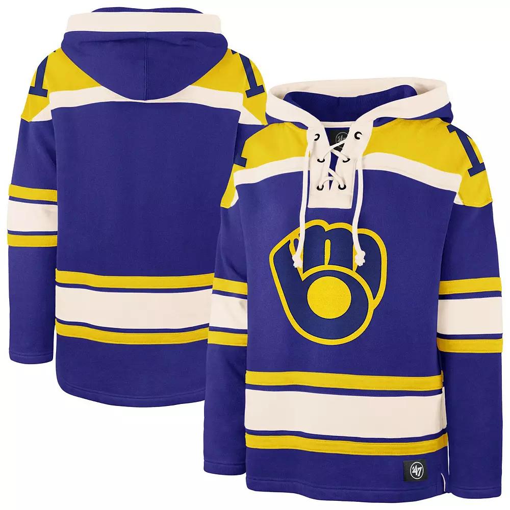 Mens 47 Royal Milwaukee Brewers Superior Lacer Pullover Hoodie Product Image