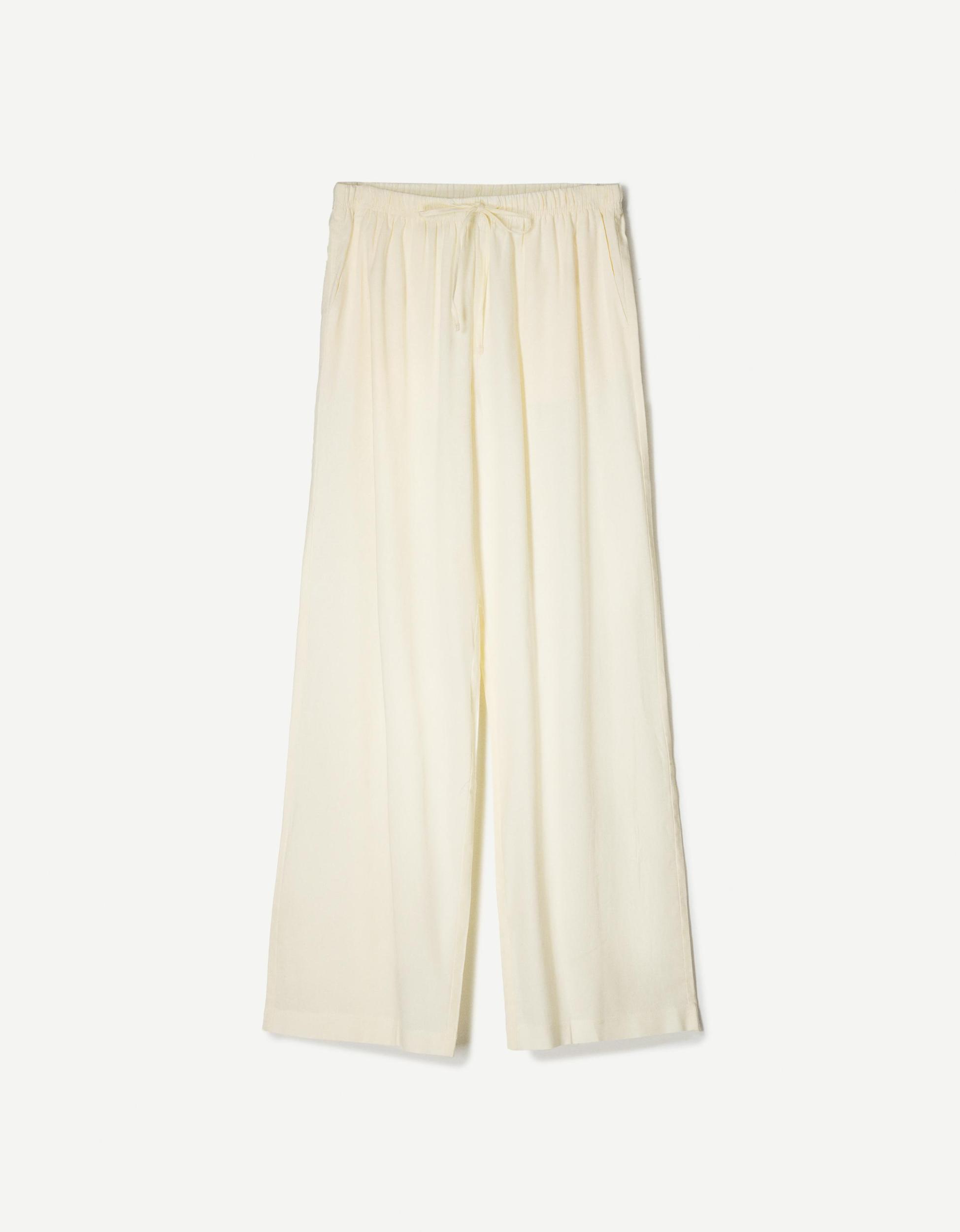 Linen blend pants with an elastic waistband Product Image