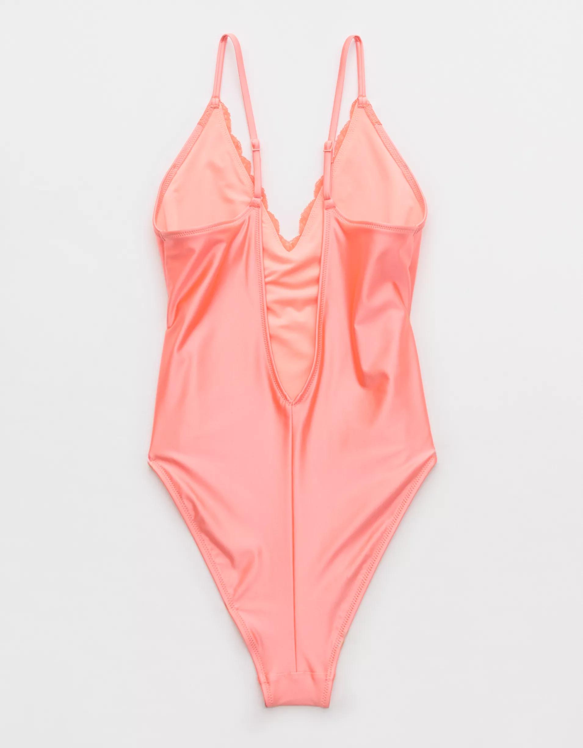 Aerie Shine Lace Plunge One Piece Swimsuit Product Image