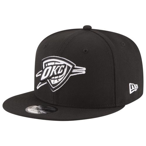 Men's New Era Black Oklahoma City Thunder Black & White Logo 9FIFTY Adjustable Snapback Hat Product Image
