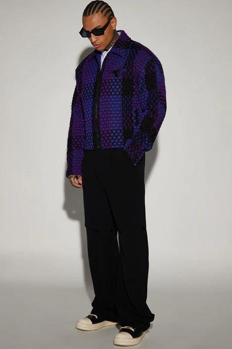 Beverly Tweed Cropped Chore Jacket - Purple/combo Product Image