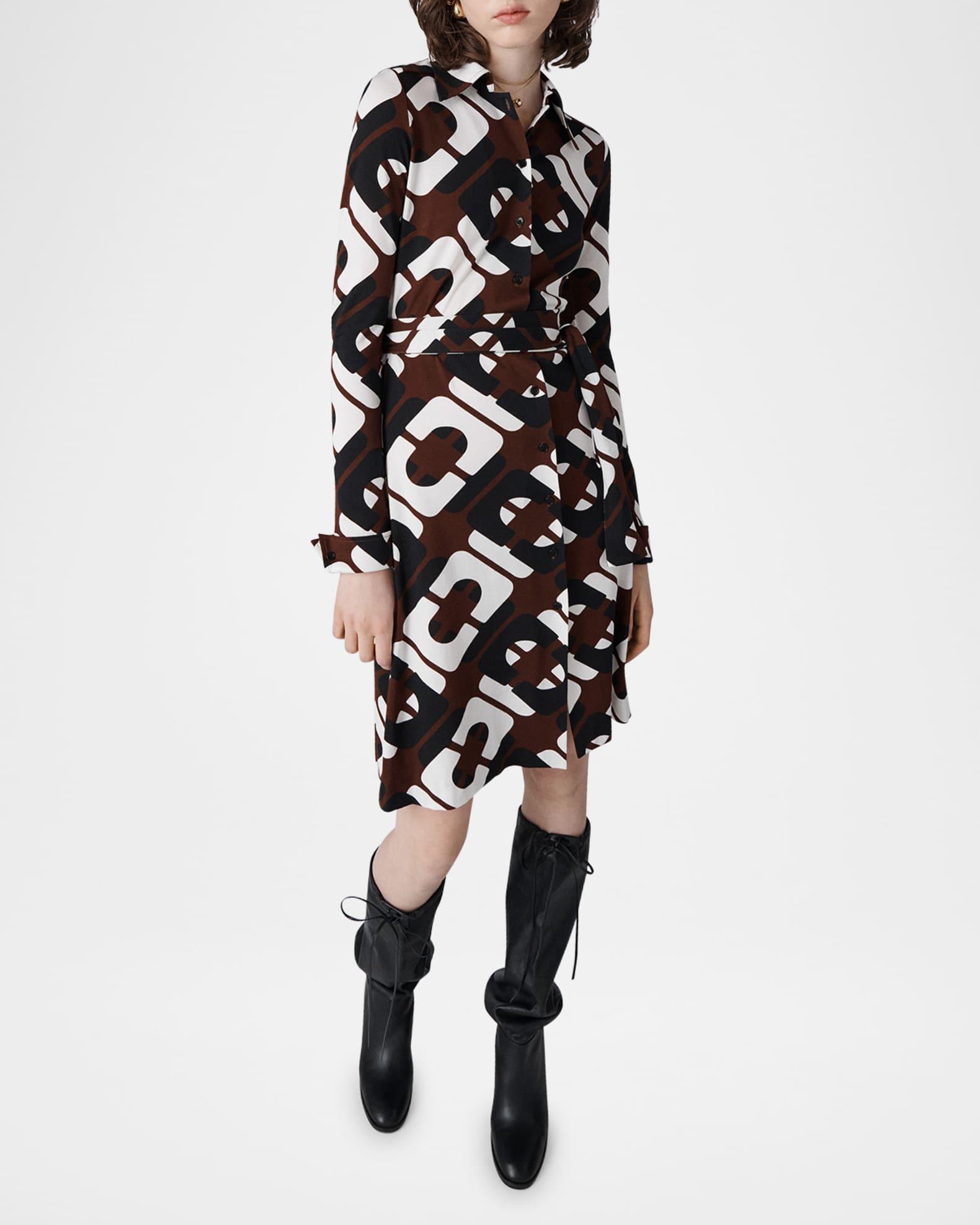 Diane Belted Geometric-Print Shirtdress Product Image
