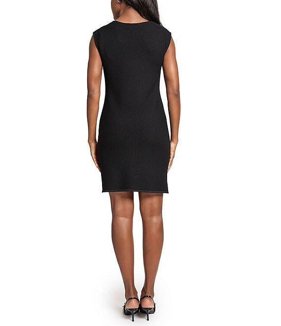 Ming Wang Knit Boat Neck Cap Sleeve Chain Front Dress Product Image