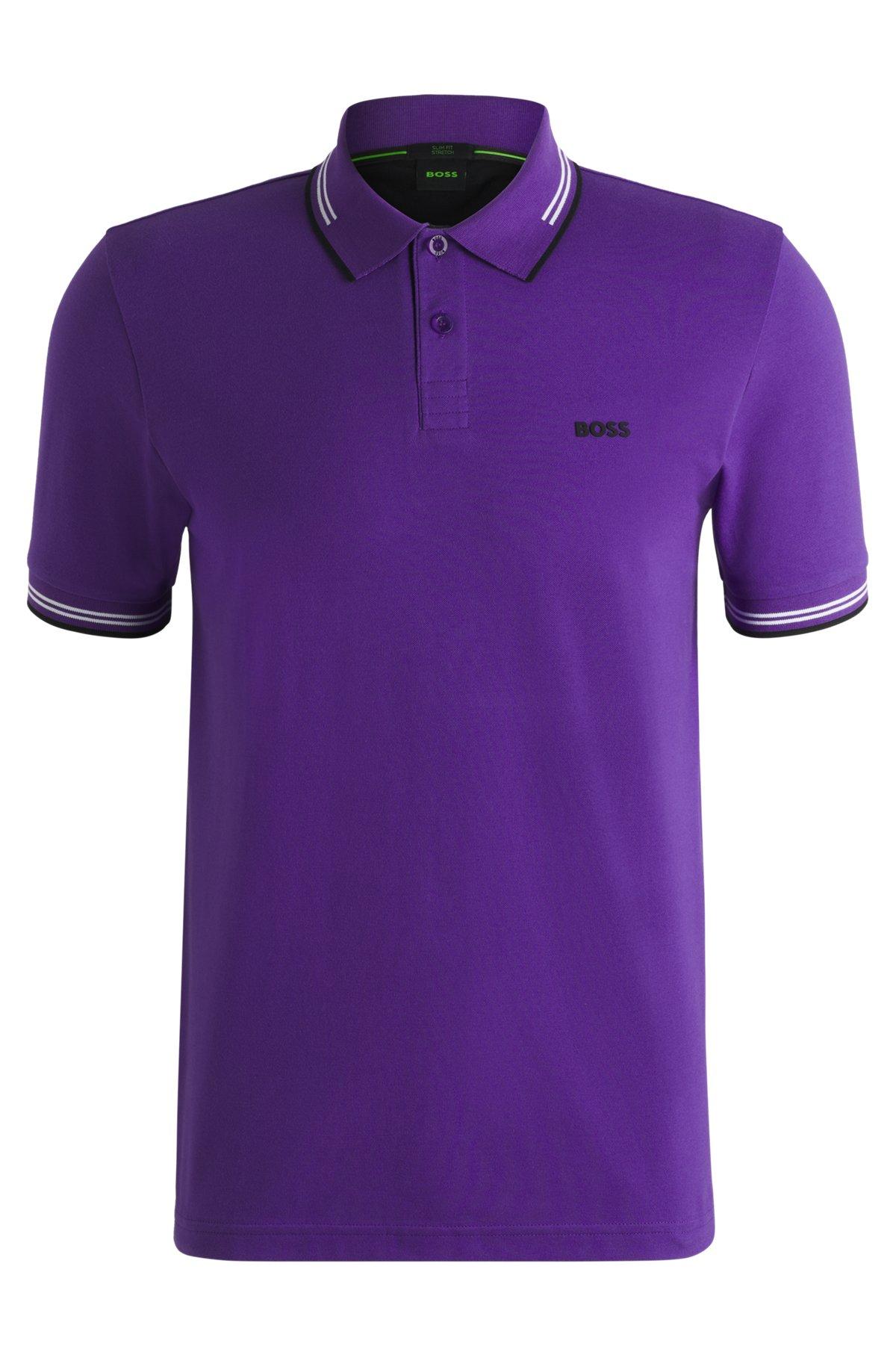 Stretch-cotton slim-fit polo shirt with branding Product Image