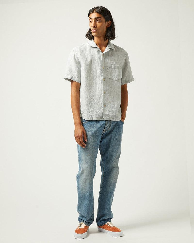 Linen Stripe SS Camp - Blue Product Image
