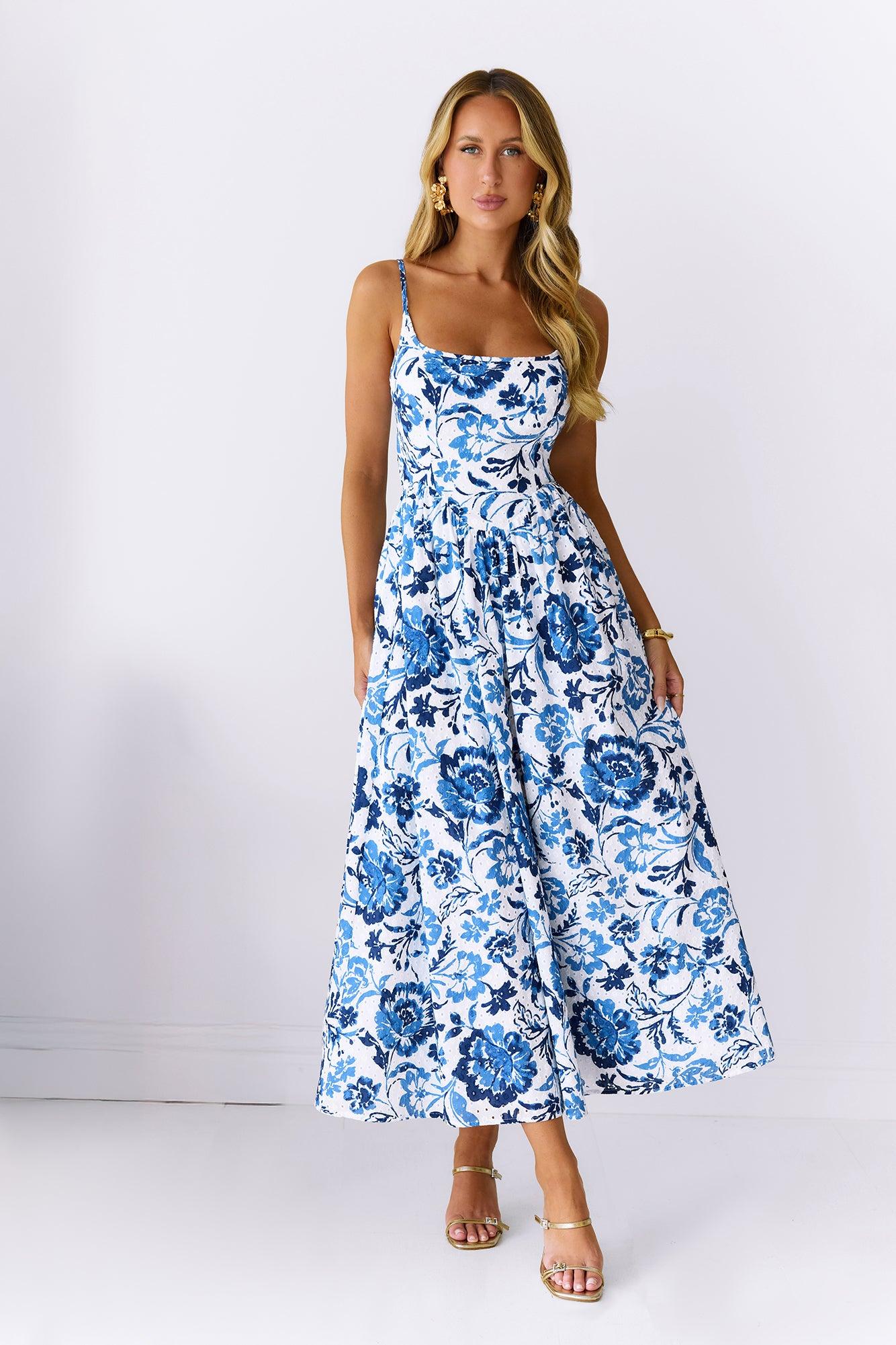 Fresh Blossom Maxi Dress Blue Product Image