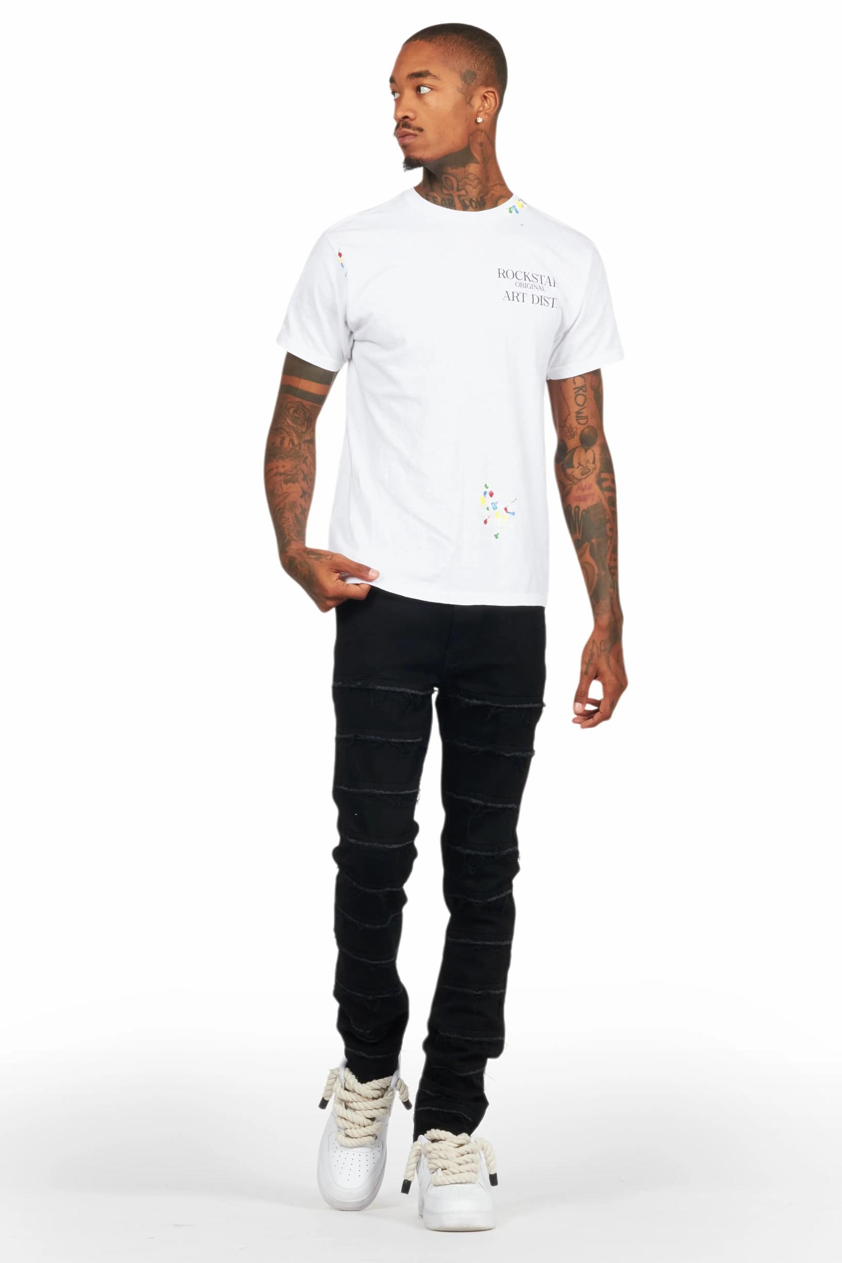 Waylon Jet Black  Frayed Slim Fit Jean Male Product Image