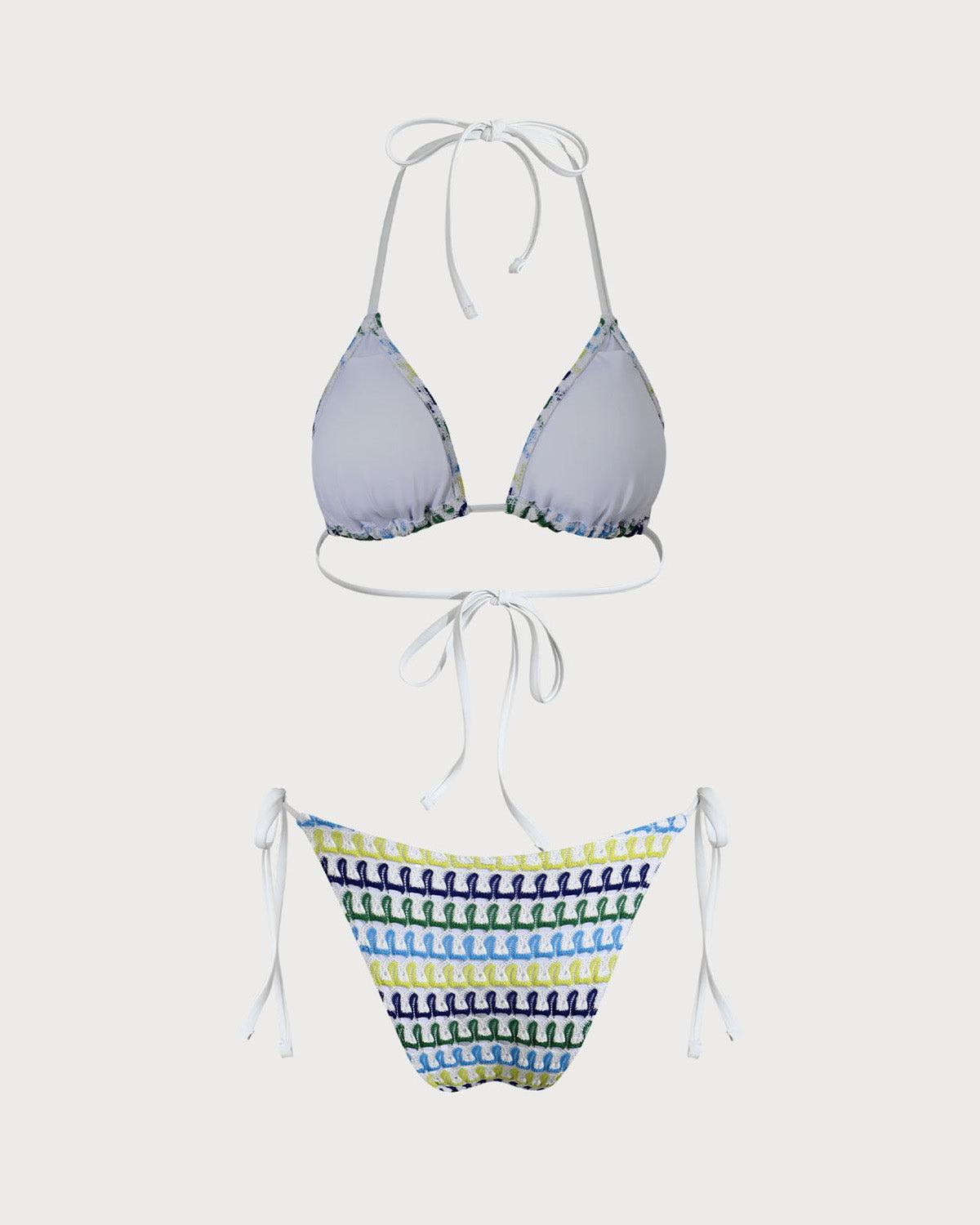Blue Geometric Crochet Bikini Set Product Image