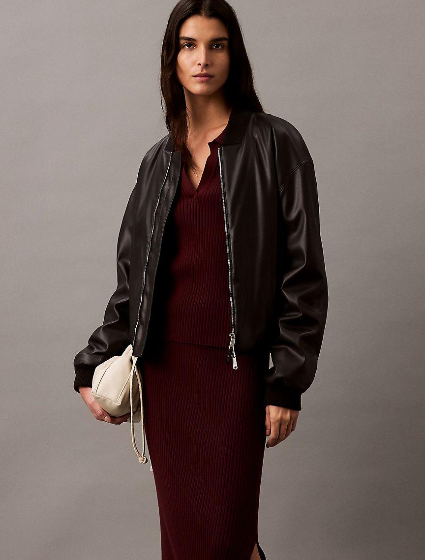 Smooth Cotton Rib Midi Sweater Skirt Product Image