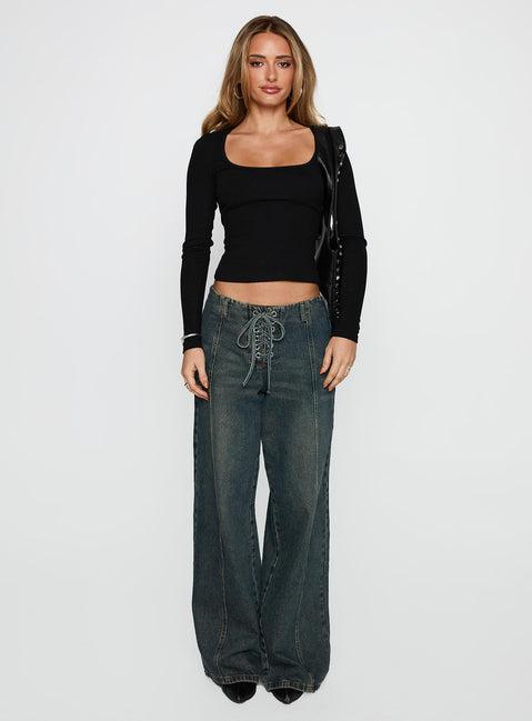 Baseline Rib Long Sleeve Top Black Product Image