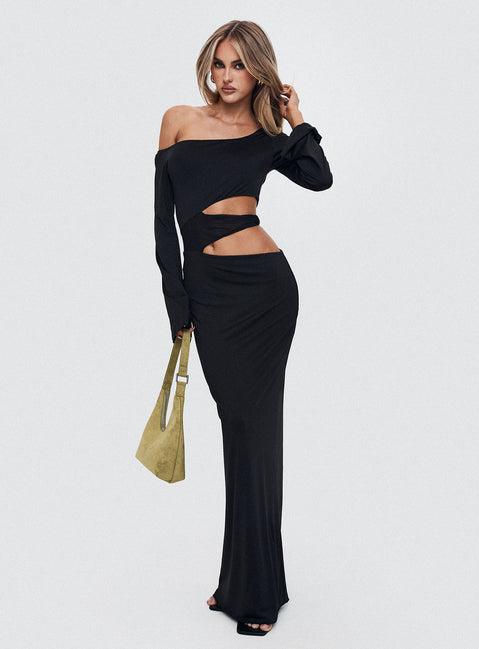 Kazimier Long Sleeve Maxi Dress Black Product Image