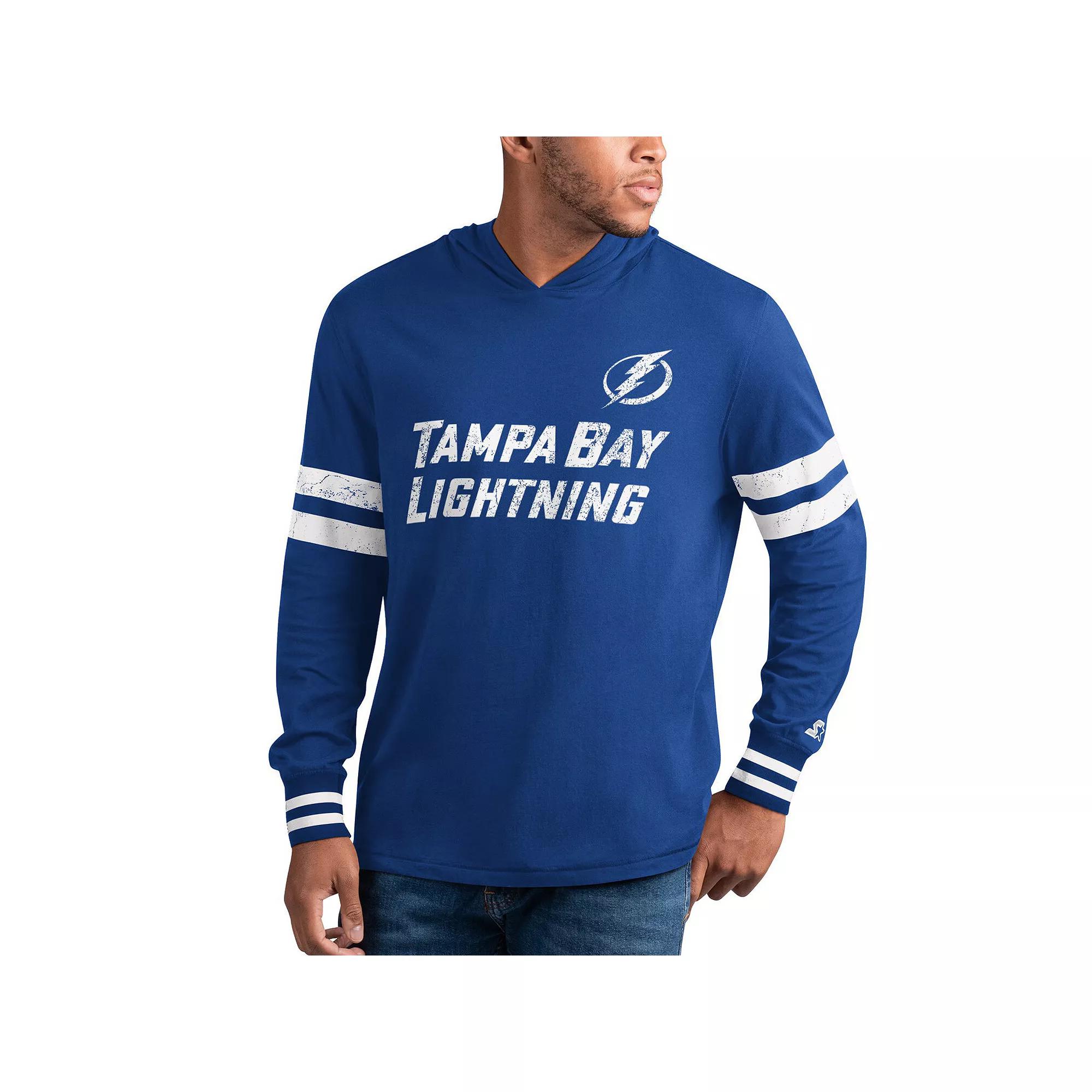 Men's Starter Blue Tampa Bay Lightning Offense Long Sleeve Hoodie T-Shirt, Size: Small, Lgh Blue Product Image