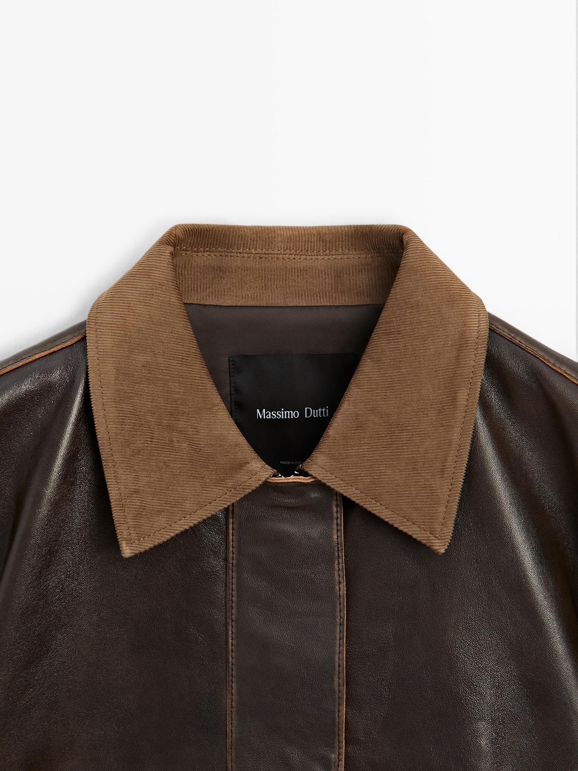Nappa leather parka with corduroy detail Product Image