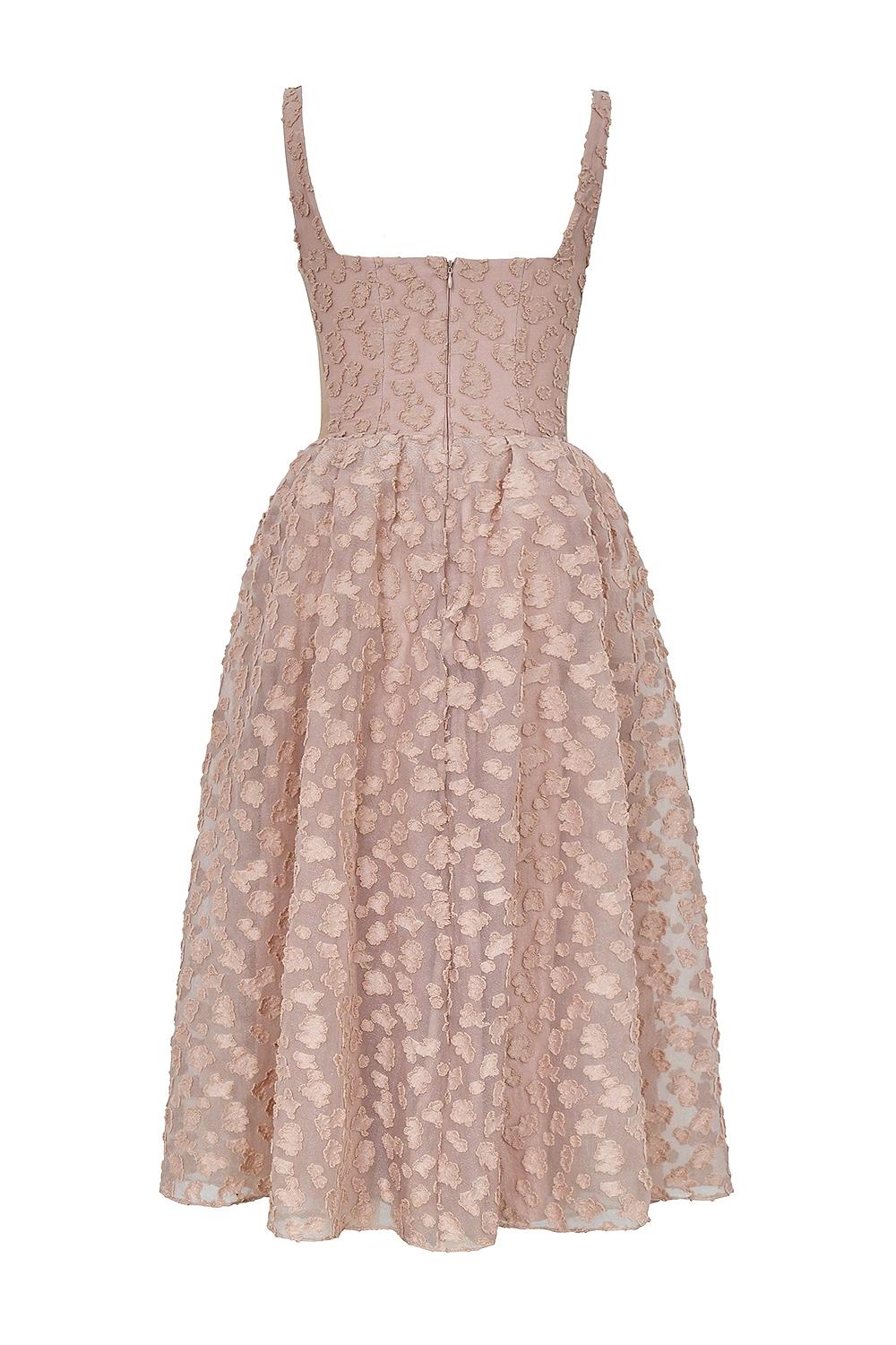Lovely  french rose jacquard sweetheart neckline midi dress - sale Product Image