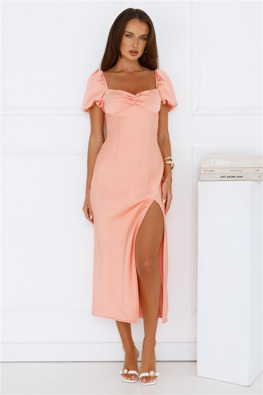 Floral Vines Midi Dress Peach Product Image