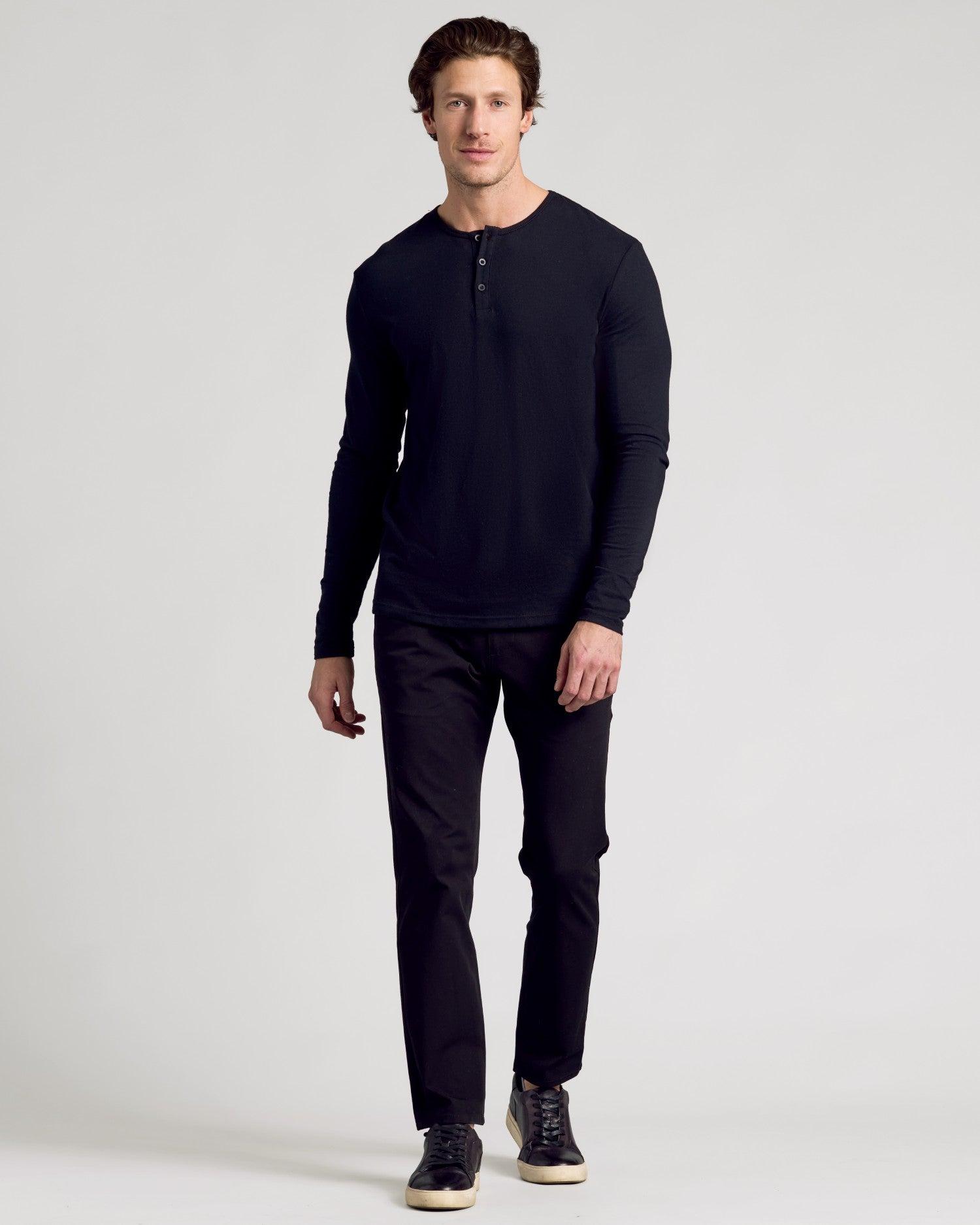 Black Classic Long Sleeve Henley Product Image