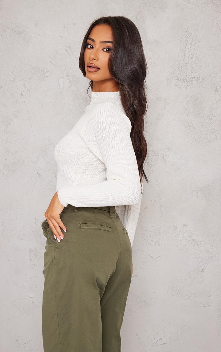 Petite White High Neck Cropped Sweater Product Image