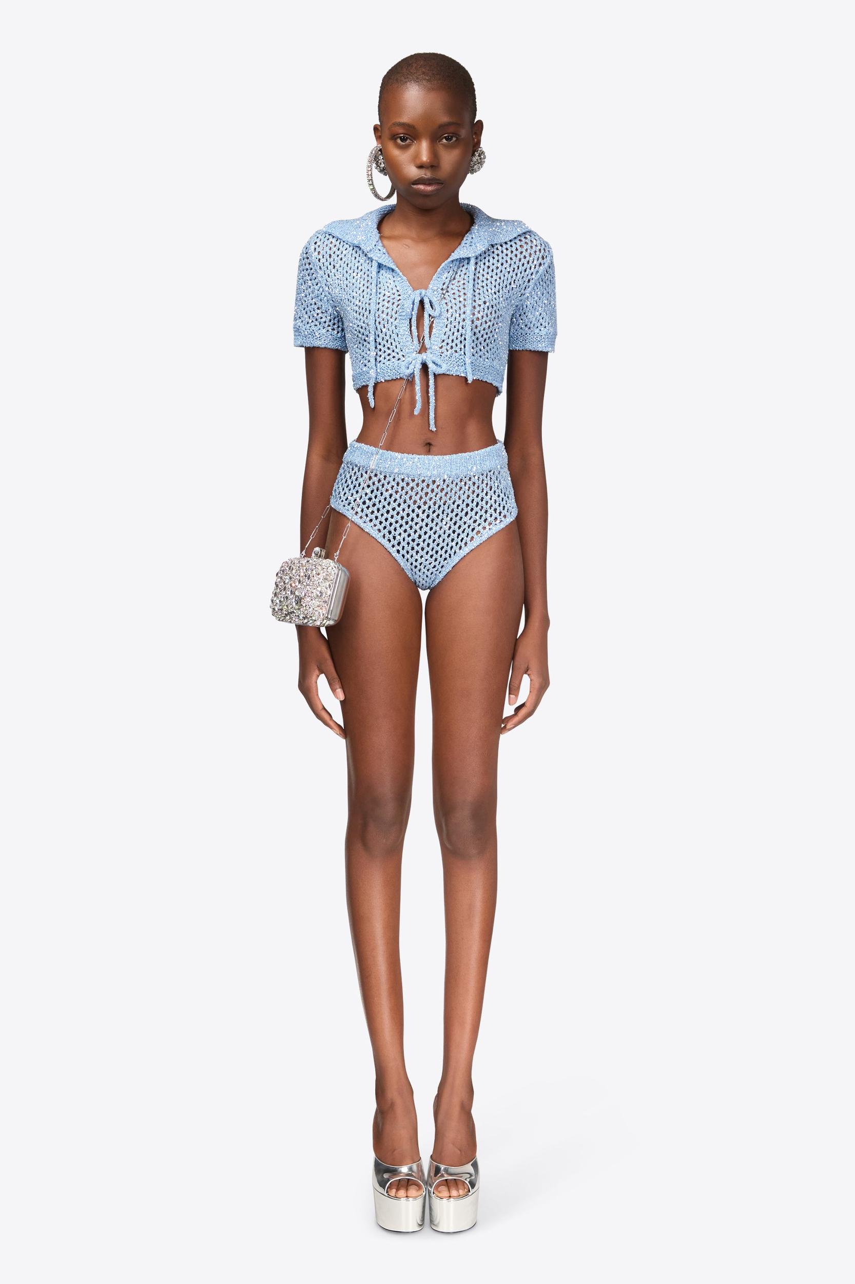 Sequin Crochet Short Sleeved Cardigan Product Image