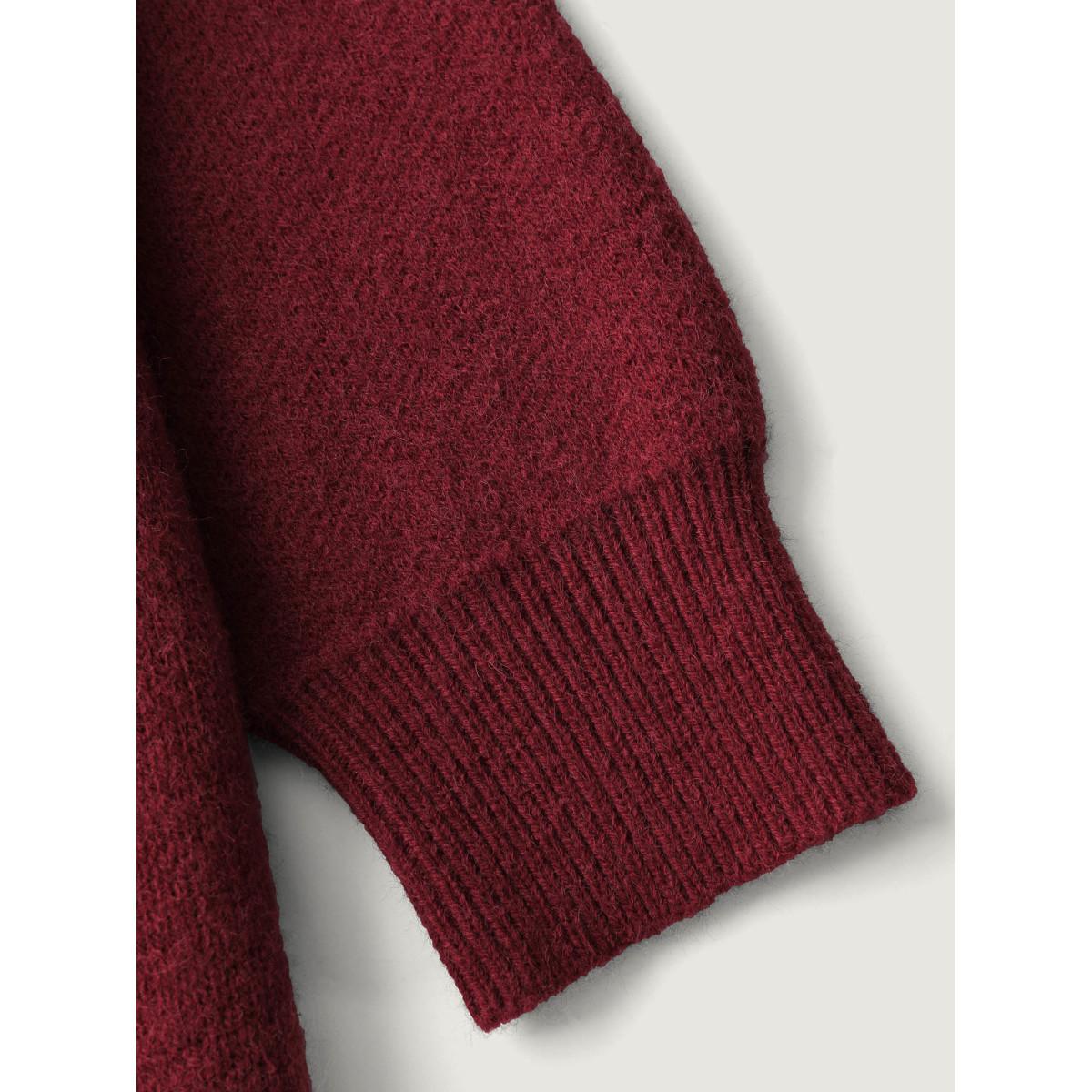 Plus Size 3D Bowtie Color Contrast Pullover Scarlet Women Playful Loose Long Sleeve Round Neck Casual Pullovers BloomChic 28/5X Product Image