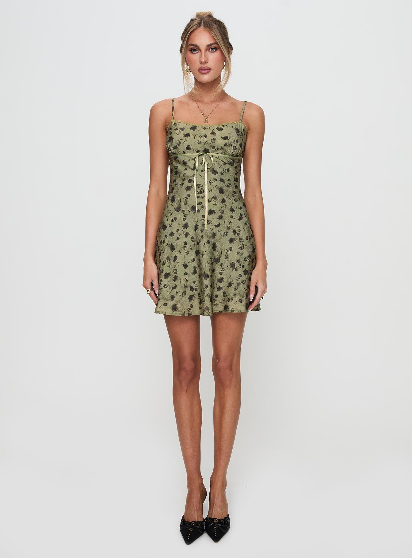 Valencia Mini Dress Sage Floral Product Image