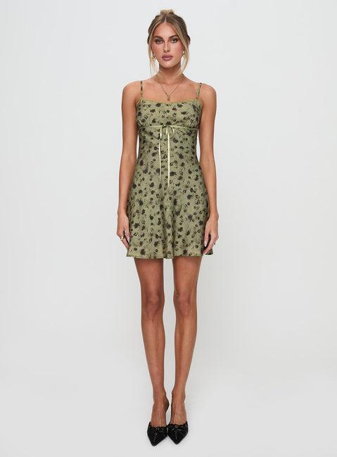 Valencia Mini Dress Sage Floral Product Image