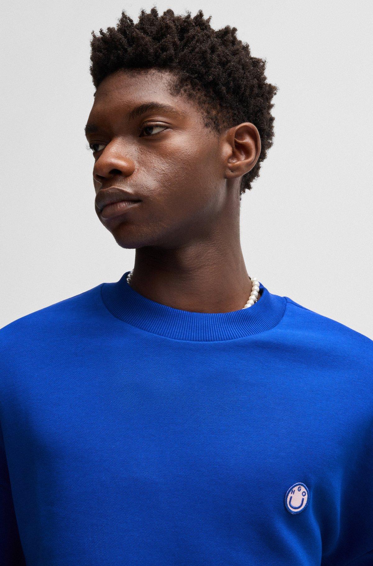 Cotton-terry sweatshirt with Happy HUGO Product Image