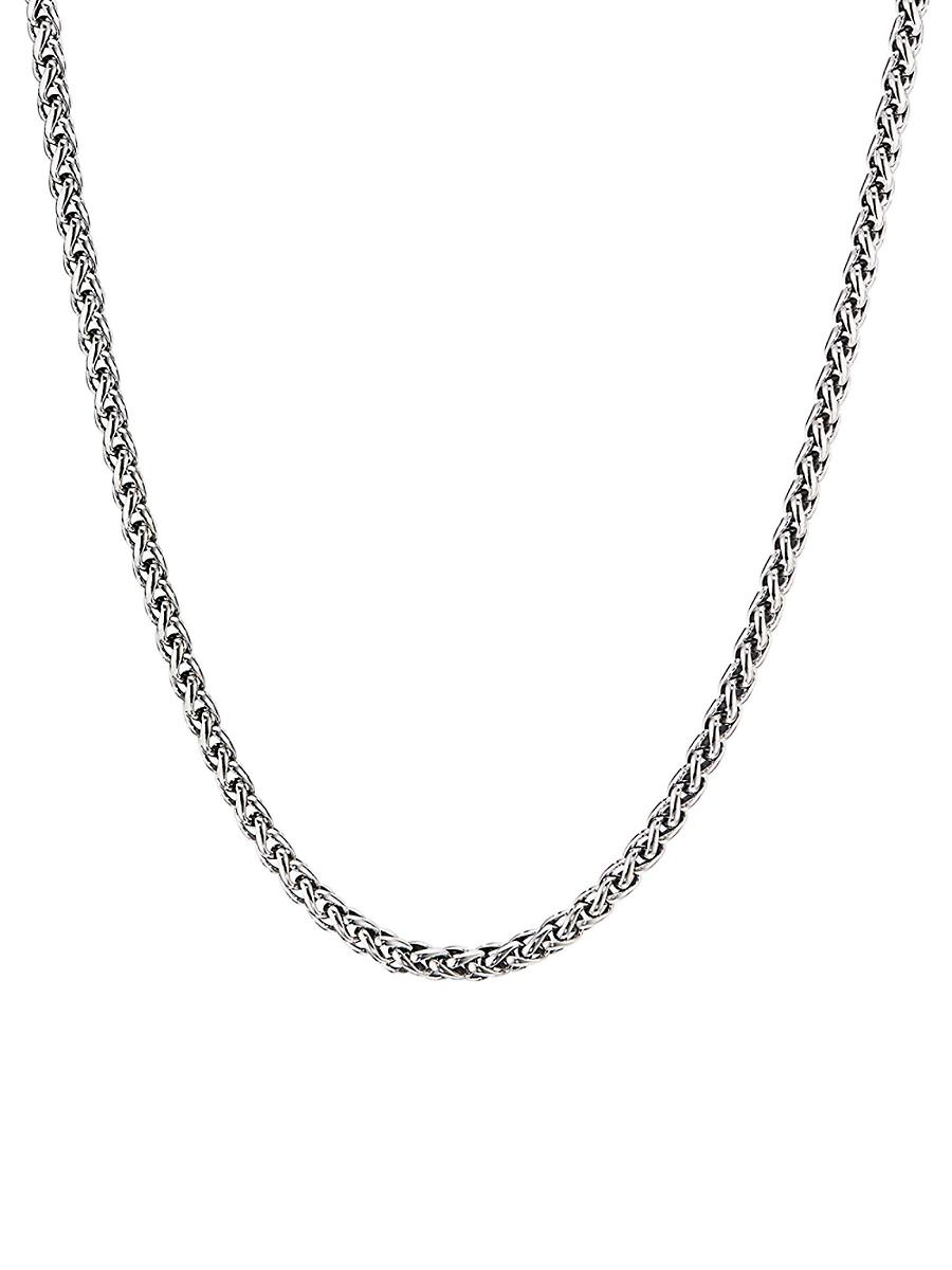 Mens Wheat Chain Necklace in Sterling Silver, 4mm Product Image