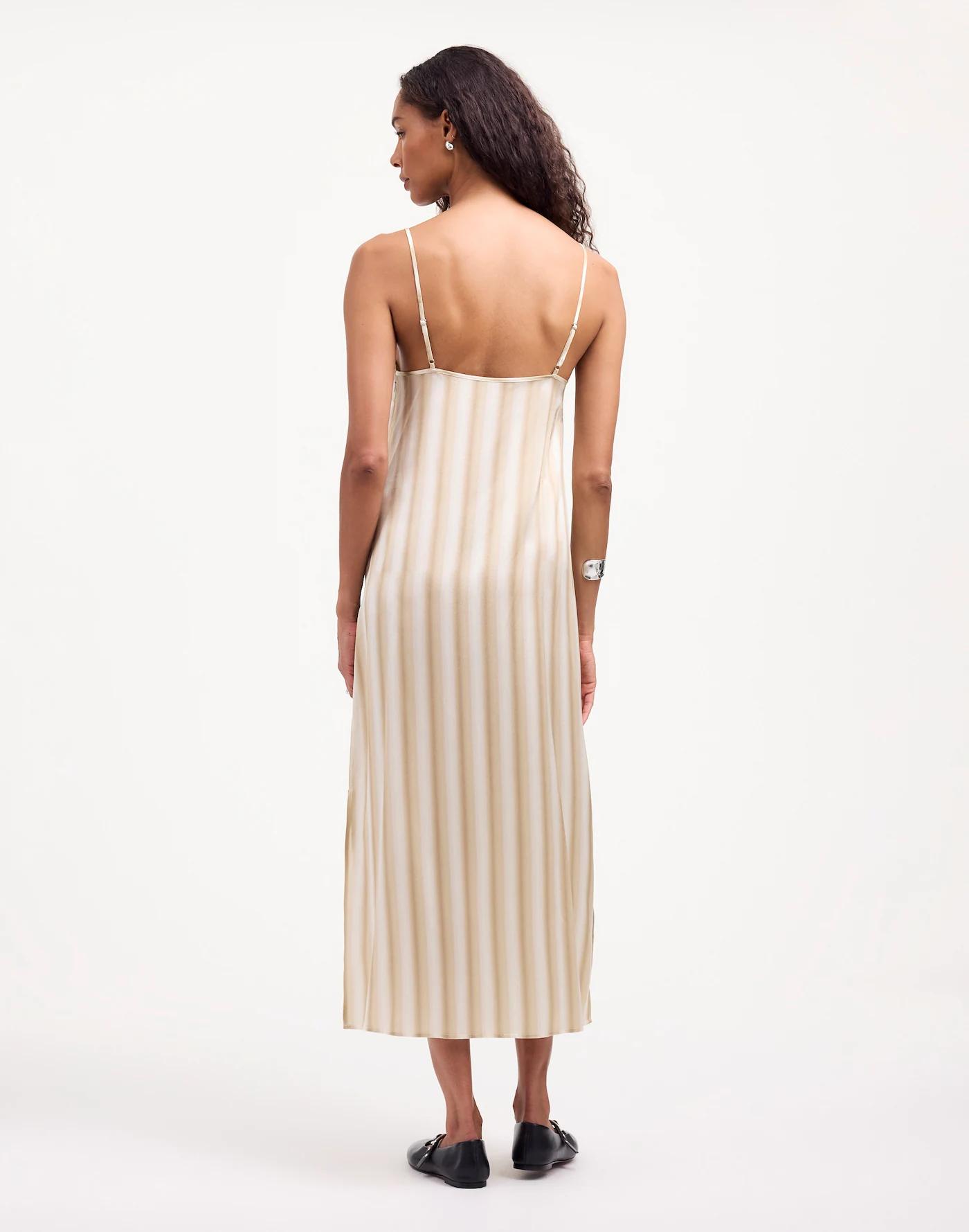 Midi Slip Dress in Stripe Silk Product Image