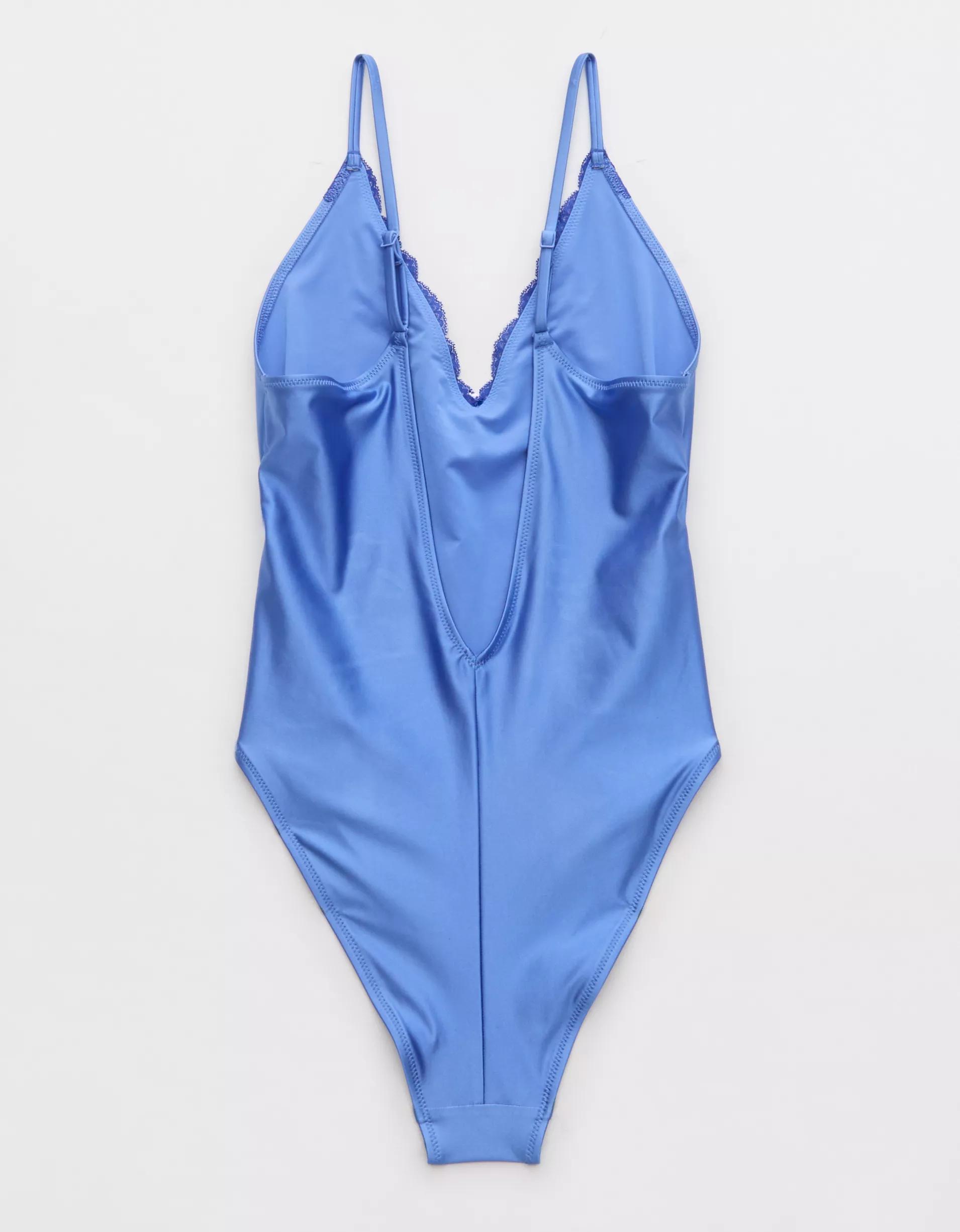 Aerie Shine Lace Plunge One Piece Swimsuit Product Image