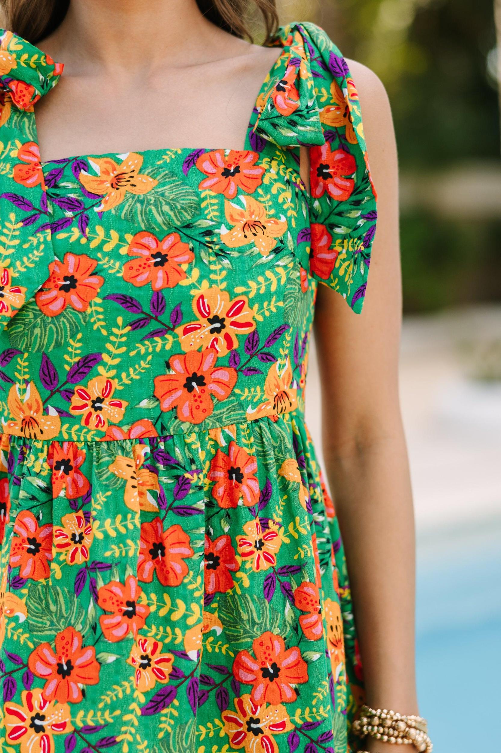 Never Coming Back Green Tropical Dress Female Product Image