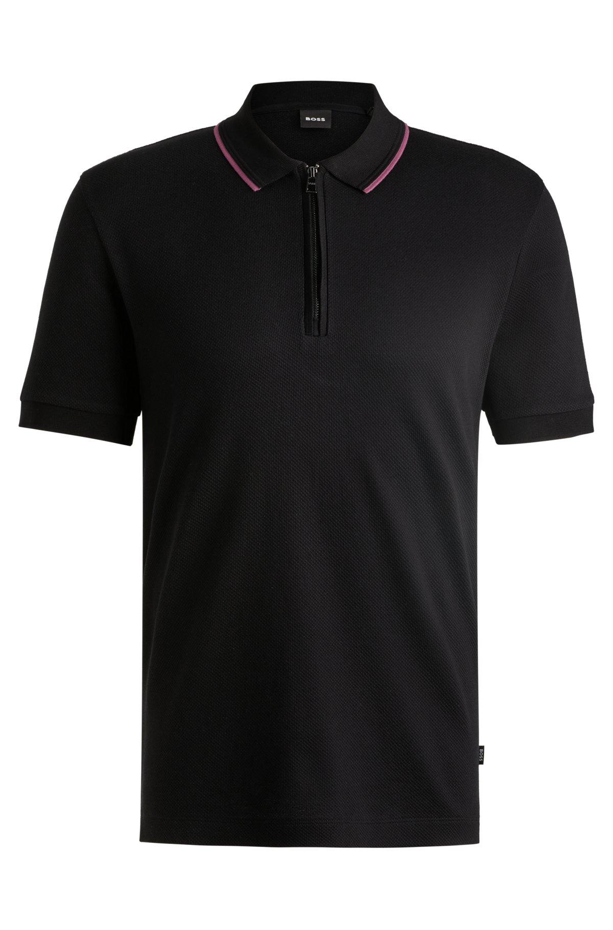Structured-cotton polo shirt with zip placket Product Image