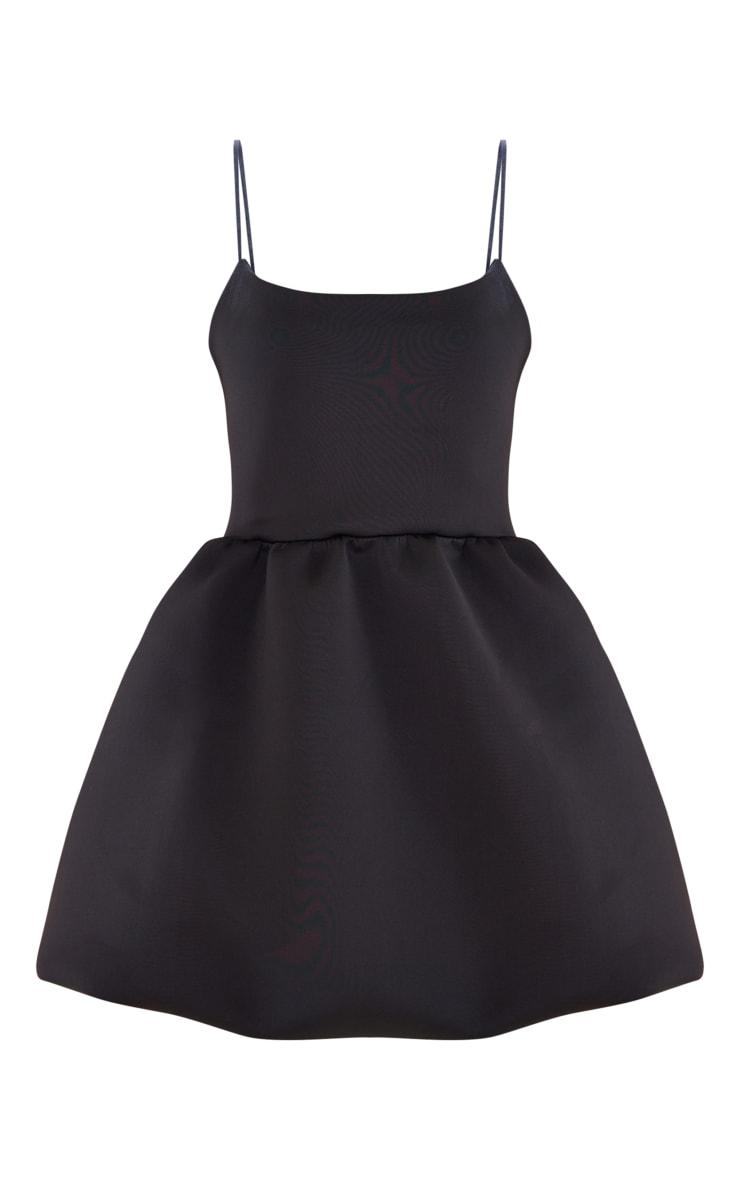 Black Strappy Scuba Puffball Dress Product Image