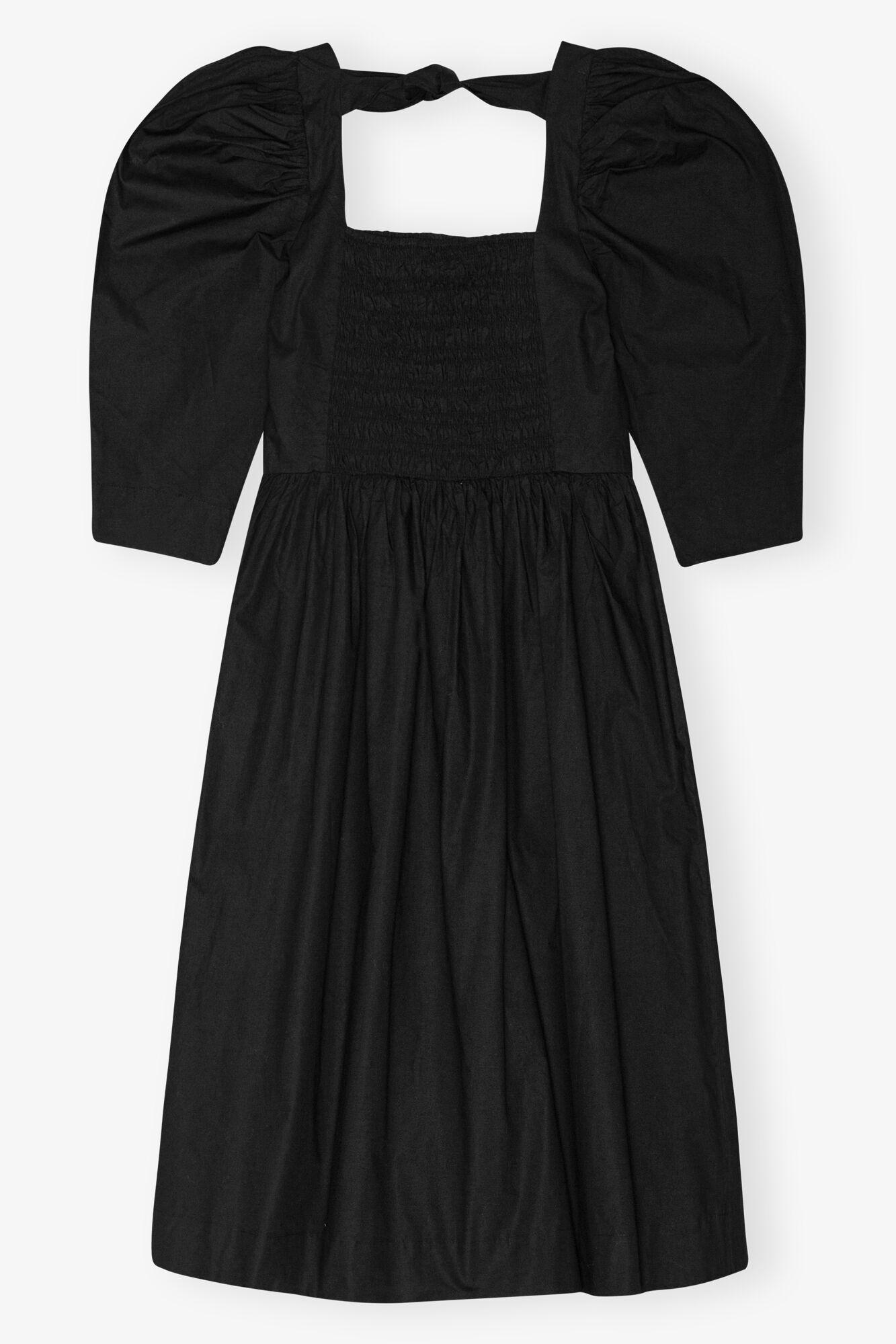 Black Cotton Poplin Smock Dress Product Image