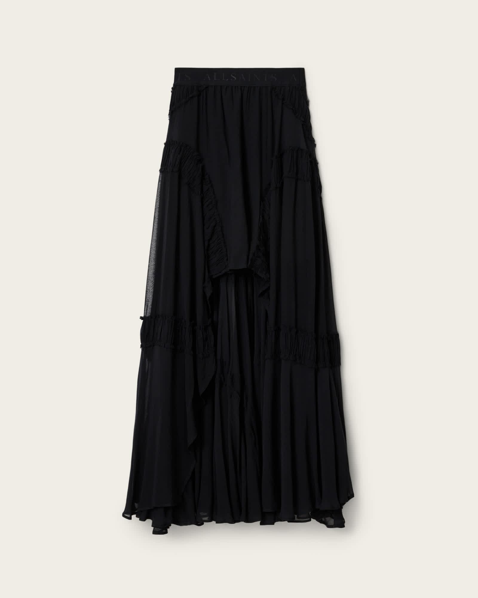 Dorina Voluminous Maxi Skirt Black | ALLSAINTS US Product Image