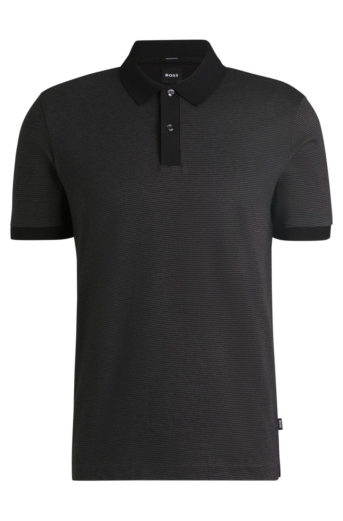 Micro-pattern polo shirt in mercerised cotton Product Image