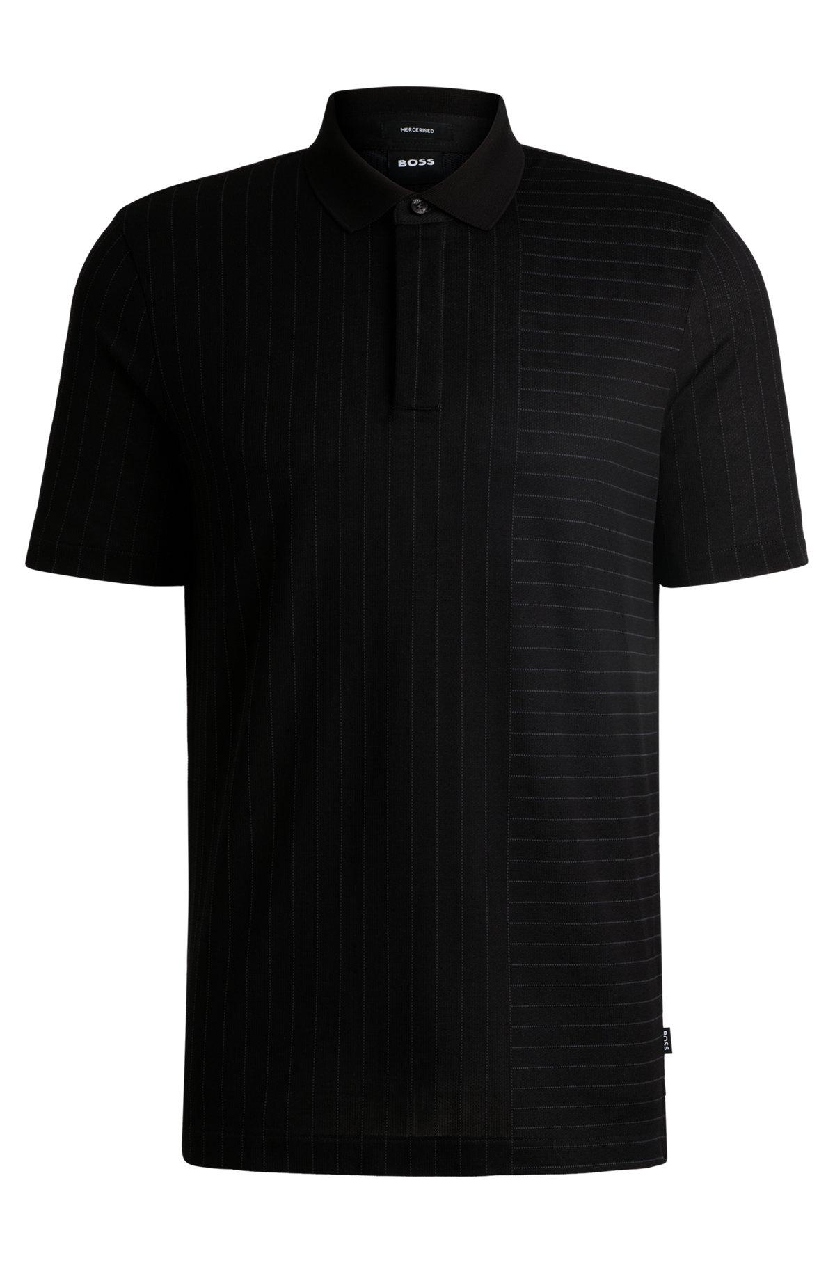 Mercerized-cotton polo shirt with mixed stripes Product Image