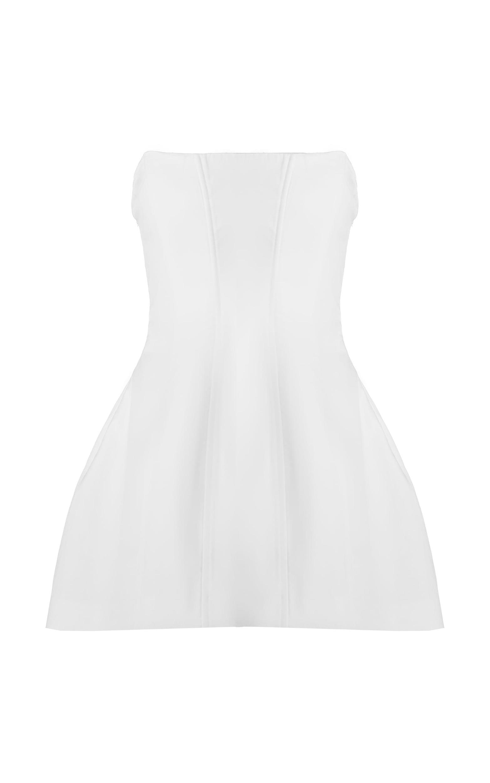 Premium White Woven Boned Bandeau Detail Shift Dress Product Image