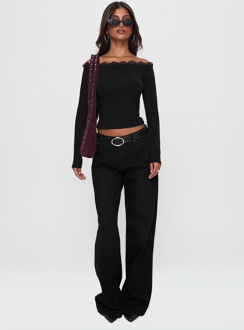 Everlong Mid Rise Straight Leg Jeans Mid Black Wash Product Image