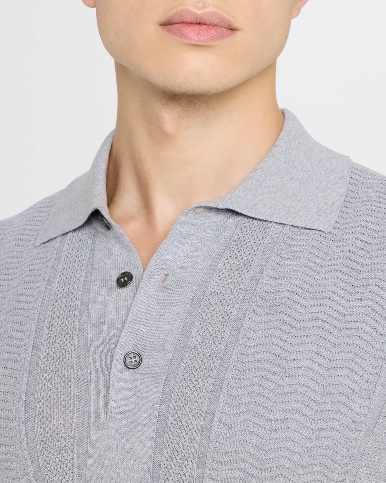 Men's Cotton Chevron Stripe Short-Sleeve Polo Sweater Product Image