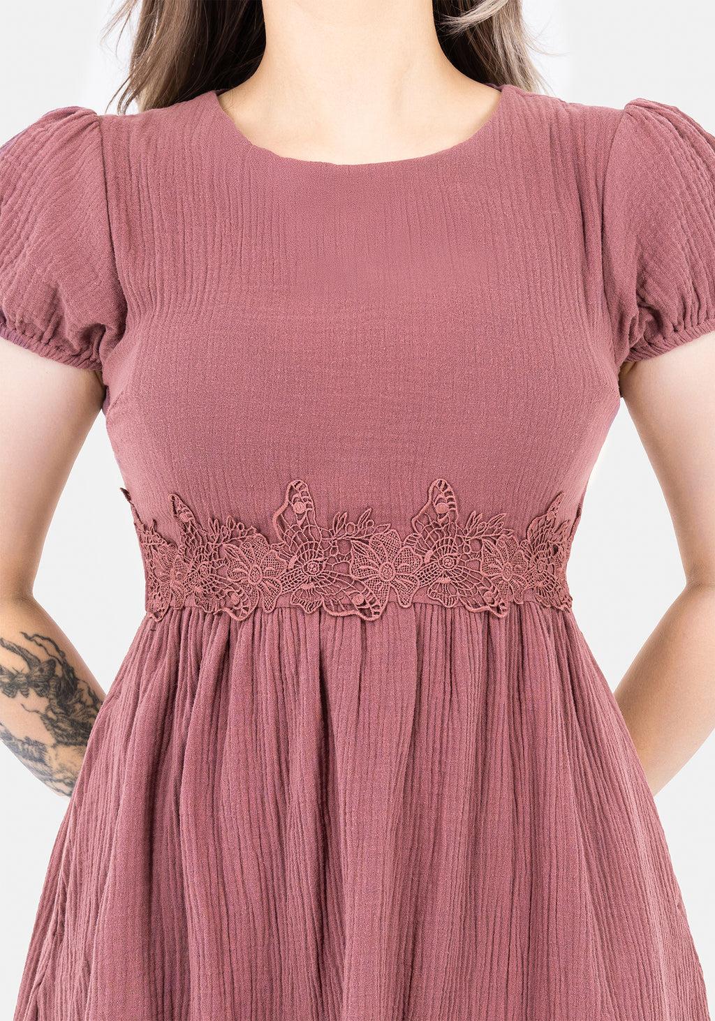 Rosamoth Applique Trim Cotton Mini Smock Dress Product Image