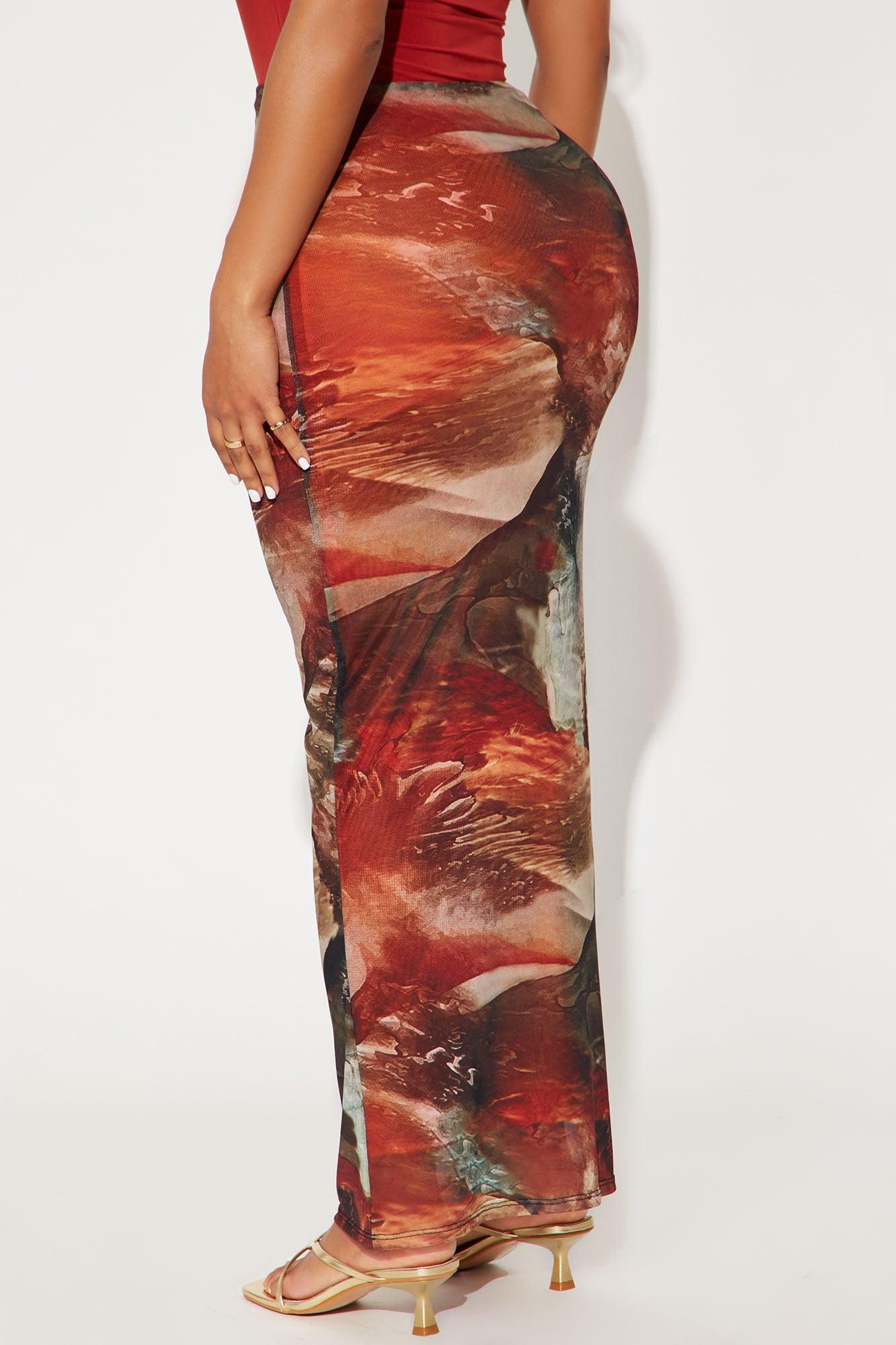 Desert Vibe Mesh Maxi Skirt - Brown/combo Product Image
