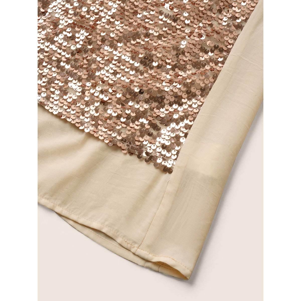 Plus Size Sequin Patchwork Adjustable Straps Cami Top Women Champagne Cocktail Tiered Party Tank Tops Camis BloomChic 14-16/1X Product Image