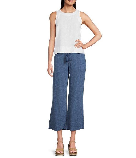 NIC + ZOE Rumba Linen Blend Rope Belt Wide Leg Ankle Pants Product Image